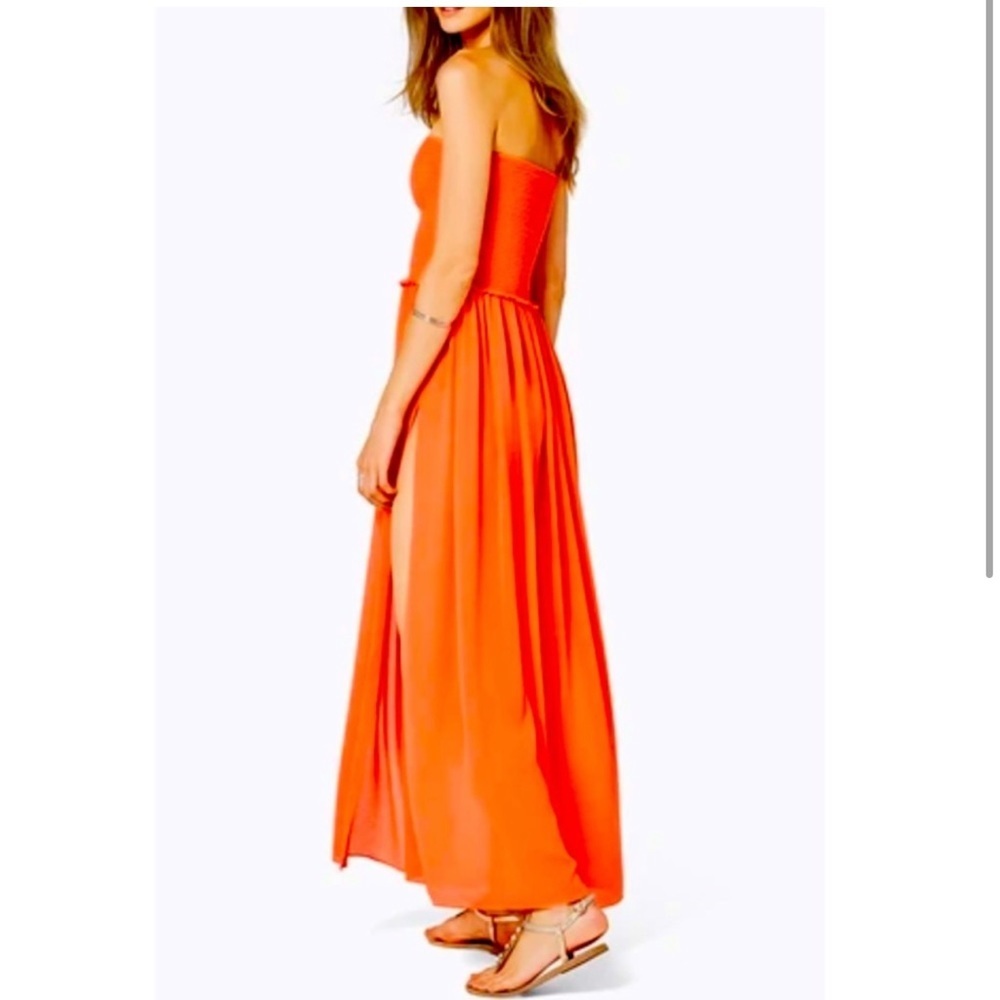 Ramy Brook Calista Strapless Dress in Orange. - Picture 2 of 9
